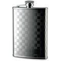 8 Oz. Stainless Steel Flask with Checkered Pattern & Rectangle Panel